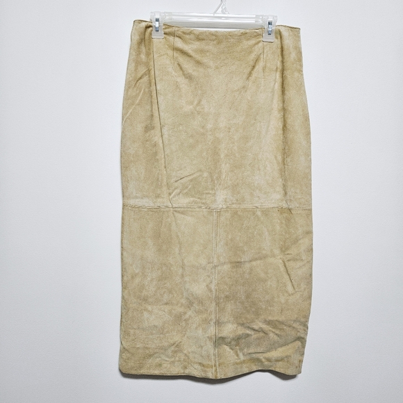 NWOT Valerie Womens 100% Leather Maxi Skirt Back Slit Western Cowgirl A-Line LP - Picture 3 of 16